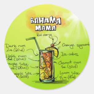 Sticker Rond Maman Drink- Cocktail Gift de Bahama