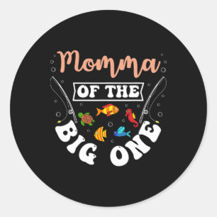 Sticker Rond Maman du gros poisson d'anniversaire de fête de pê