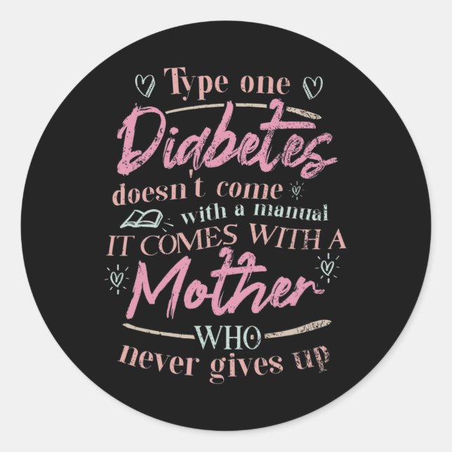Sticker Rond Maman D'Un Enfant Diabète T1D (Devant)