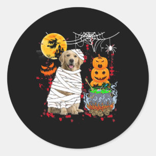 Sticker Rond Maman Golden Retriever Chien Halloween Chien Pum d