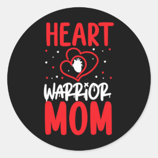 Sticker Rond Maman Guerrière du Cœur Maladie Cardiaque Sensibil