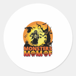 Sticker Rond Maman Monstres Halloween Monstre Fantôme Squelette