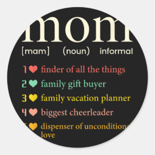 Sticker Rond Maman Noun Définition Funny Mama Fête des mères