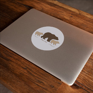 Sticker Rond Maman Ours Personnalisée Avec 2 Noms d'Enfants Cad
