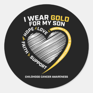 Sticker Rond Maman Papa Je Porte De L'Or Pour Mon Fils Cancer D