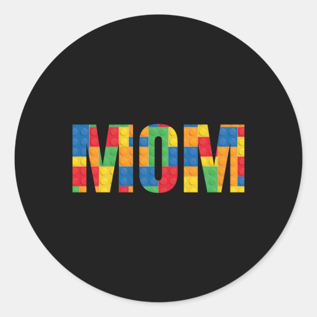 Sticker Rond Maman Parent Brick Master Builder Blocs Se (Devant)
