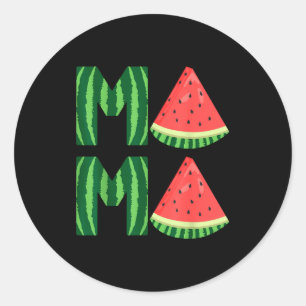 Sticker Rond Maman pastèque féminine mignonne vintage fruit d'é