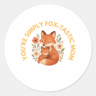 Sticker Rond Maman Renard Fête des Mères