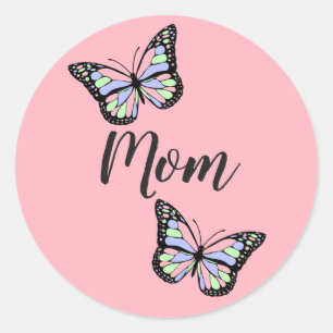 Sticker Rond Maman rose personnalisée