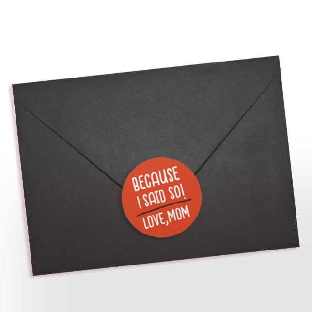 Sticker Rond Maman Rouge Et Blanche Moderne Dit Drôle Typograph (Créateur téléchargé)