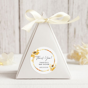 Sticker Rond Maman to Bee Honey Fleur sauvage Baby shower