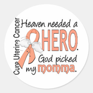 Sticker Rond Mamans utérines de Cancer de héros nécessaire d