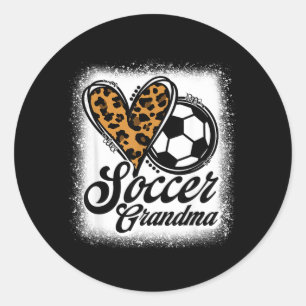 Sticker Rond Mamie de football mignonne cœur léopard