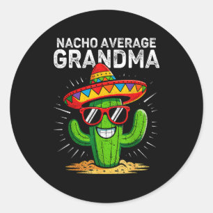 Sticker Rond Mamie moyenne nacho drôle cinq de mayo mexicaine