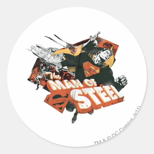 Sticker Rond Man of Steel Collage (Devant)