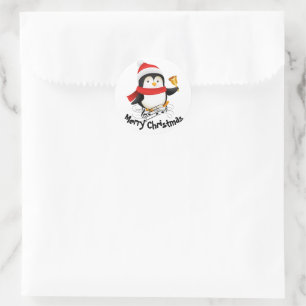 Sticker Rond Manchot joyeux Noël 