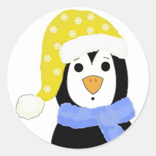 Sticker Rond Manchot surpris