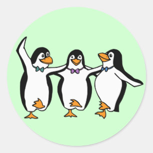 Sticker Rond Manchots Danseurs