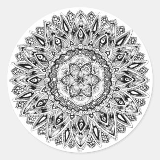 Sticker Rond Mandala à fleurs avec semence de vie