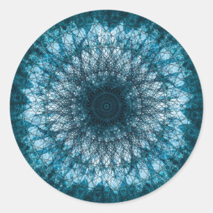 Sticker Rond Mandala bleu indigo