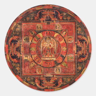 Sticker Rond Mandala bouddhiste de la compassion