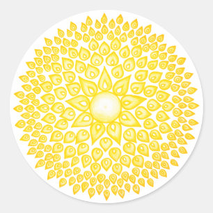Sticker Rond Mandala brillant jaune de Sun
