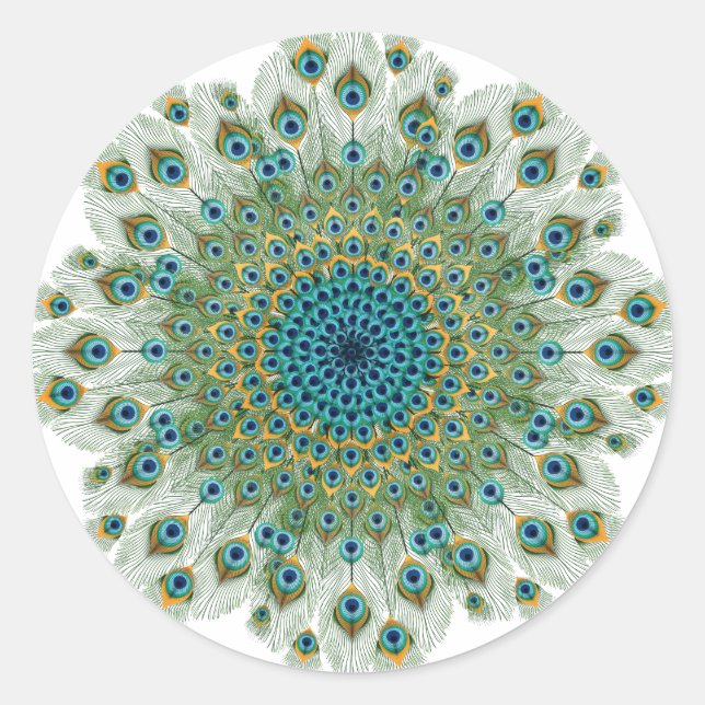 Sticker Rond Mandala couleur Peacock Homme (Devant)