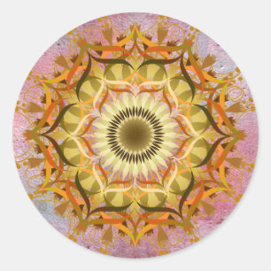 Sticker Rond Mandala Damask Lotus Flower Art élégant