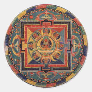 Sticker Rond Mandala d'Amitayus. École tibétaine du 19ème