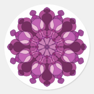 Sticker Rond Mandala de fleurs violet royal