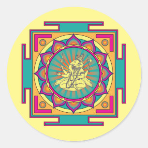 Sticker Rond Mandala de Ganesha