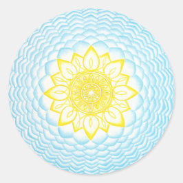 Sticker Rond Mandala de protection bleu jaune géométrique