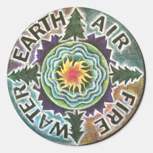 Sticker Rond Mandala de Sun de quatre éléments