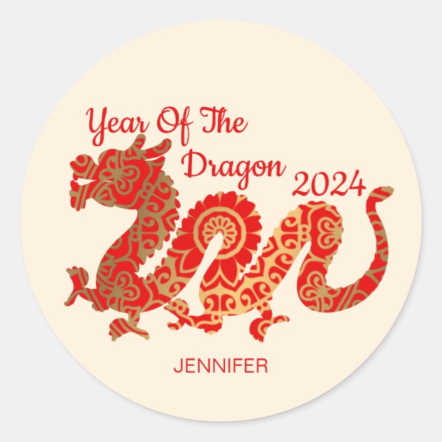 Sticker Rond Mandala Dragon 2024 - Nouvel An chinois (Devant)