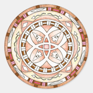 Sticker Rond Mandala du sud-ouest de Natif américain