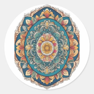 Sticker Rond Mandala - Fleur de Whimsical - Inspiré par la natu