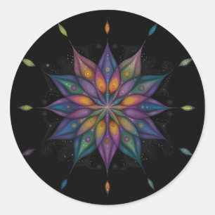 Sticker Rond Mandala floral - bleu violet noir