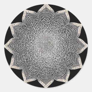 STICKER ROND MANDALA FLORALE ART POUR LA MÉDITATION SPIRITUELLE