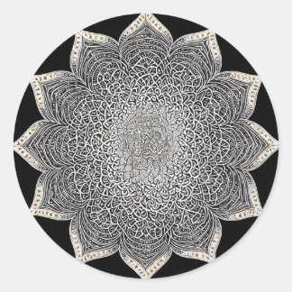 STICKER ROND MANDALA FLORALE ART POUR LA MÉDITATION SPIRITUELLE