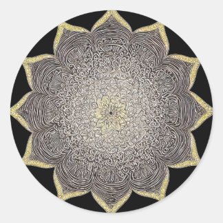 STICKER ROND MANDALA FLORALE ART POUR LA MÉDITATION SPIRITUELLE