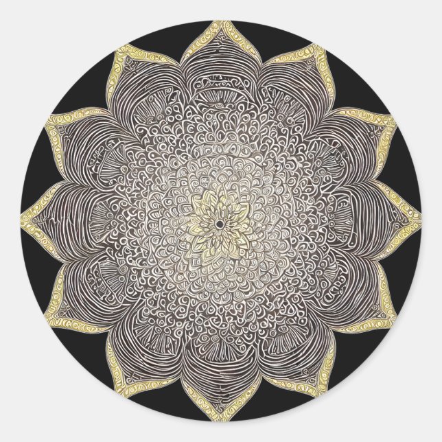 STICKER ROND MANDALA FLORALE ART POUR LA MÉDITATION SPIRITUELLE (Devant)