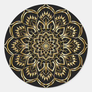 Sticker Rond Mandala Gold Floral