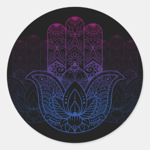 Sticker Rond Mandala Henna   Lotus Hand