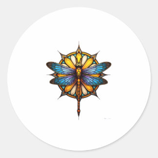 Sticker Rond Mandala Libellule Lumineuse Géométrie Sacrée Spiri