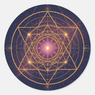 Sticker Rond Mandala Lumineux de l'Harmonie Dorée