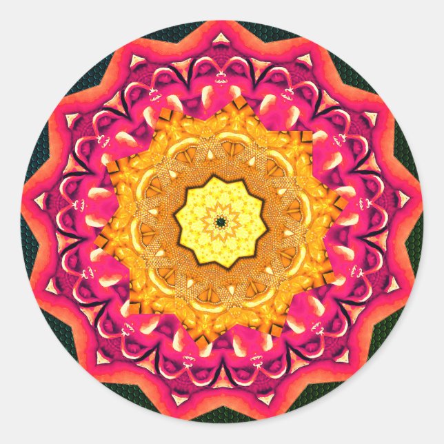 Sticker Rond Mandala Magic Pomegranate Gold (Devant)