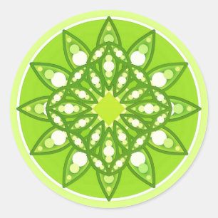 Sticker Rond Mandala motif dans les tons vert citron
