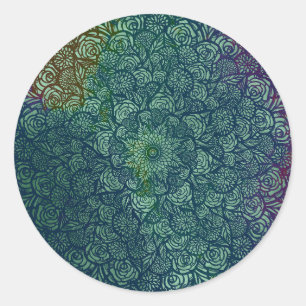 Sticker Rond Mandala Nature Florale
