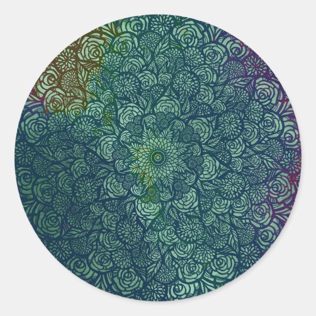Sticker Rond Mandala Nature Florale (Devant)
