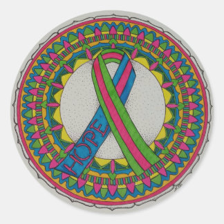 Sticker Rond Mandala pour le cancer du sein métastatique